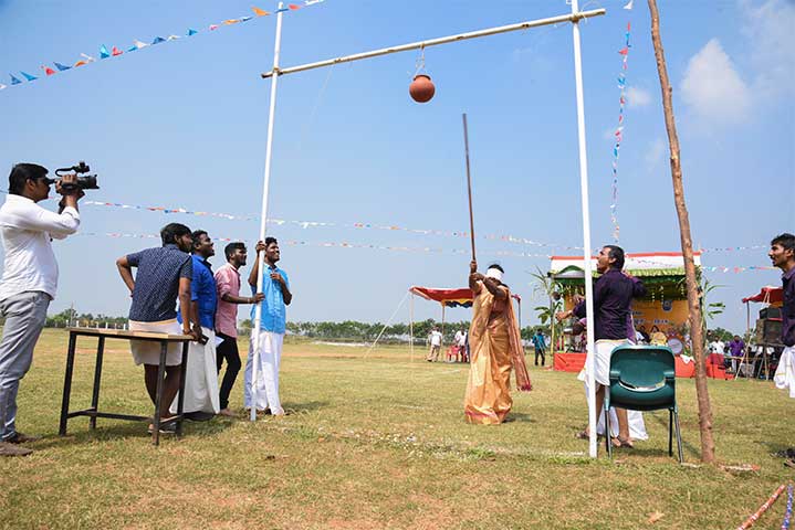 Breaking pot ceremony in  AVIT pongal celebration- 2019
