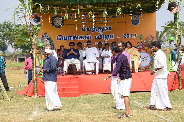 Breaking pot ceremony in  AVIT pongal celebration- 2019
