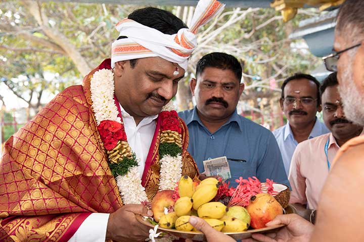 Fruits prasad after puja at mandir in Pongal Celebration 2019- AVIT
