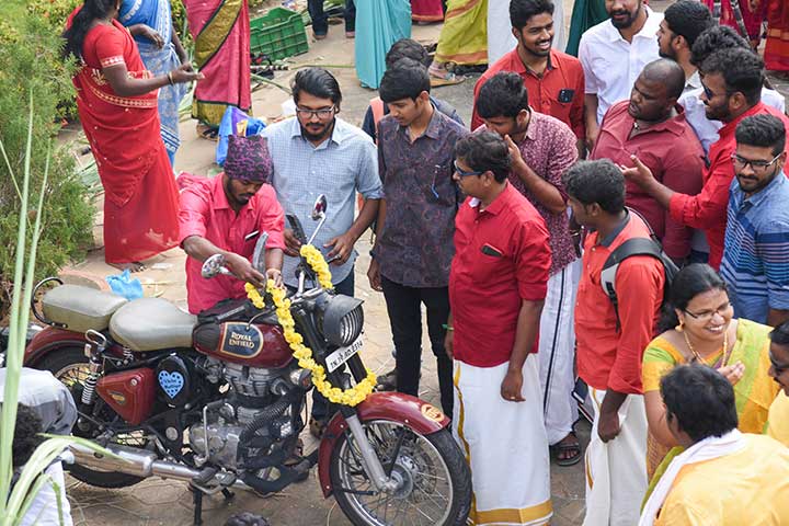 Motor cycle puja in AVIT Pongal Celebration
