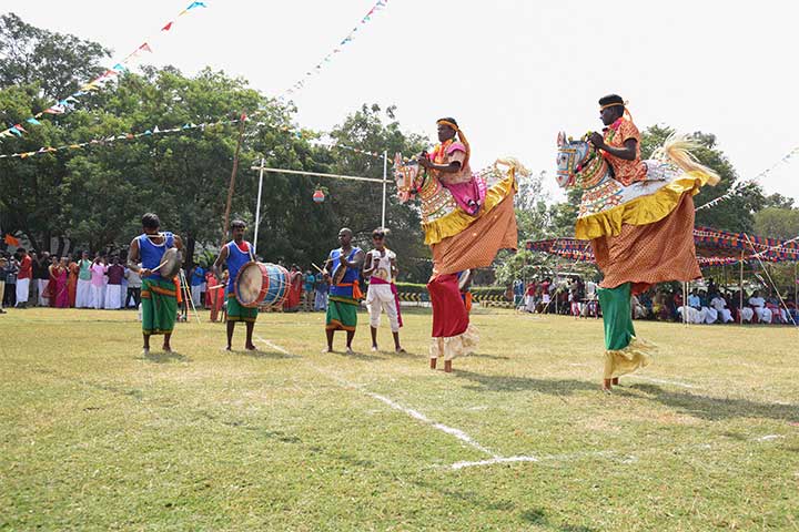 Drum bitting and dancing in AVIT Pongal Celebration- 2019
