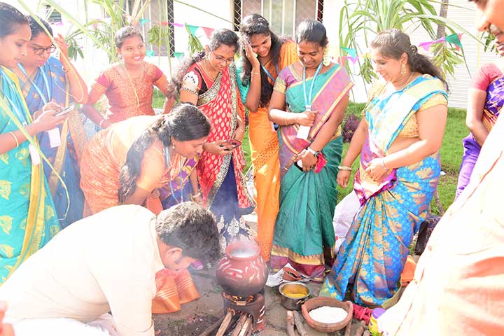 Dancing in AVIT Pongal Celebration- 2020
