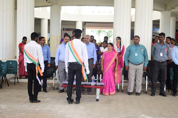 AVIT students addressing to the guest for the Republic Day Parade
