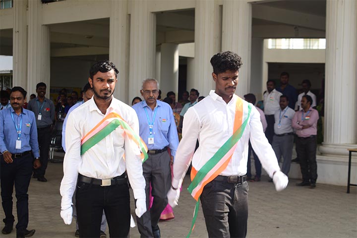AVIT students marching with guests for flag hosting in the Republic Day 2019
